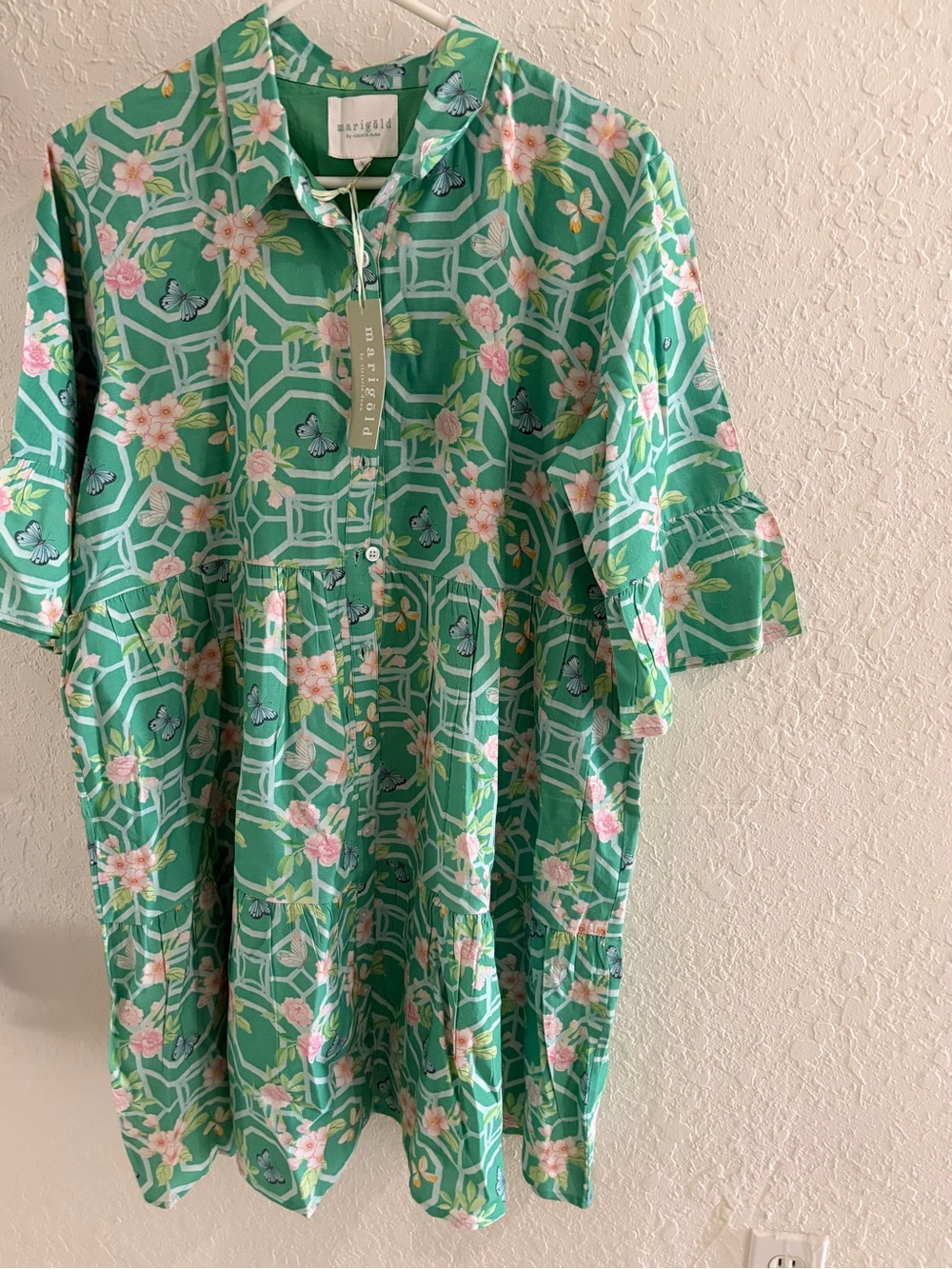 Marigold by Victoria Dunn Darcy DRESS in BUTTERFLY REVERIE. LargeNWT Rattan belt - Picture 5 of 15